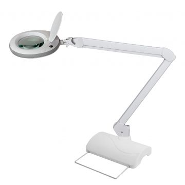 Lumeno #7218 - Lampe-loupe - LED - 3x (8dpt) - Ø127mm - Gris - avec pied de table