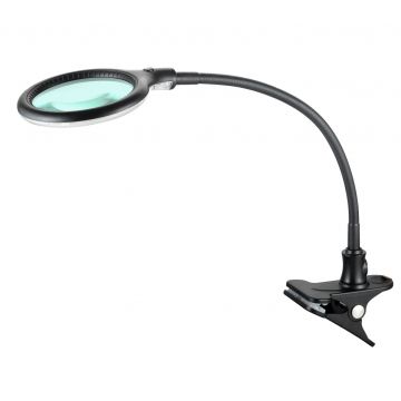 Lumeno #680X - Lampe-loupe [pince de table + avec pied de table] - 1.75x (3dpt) - Ø100mm - Noire