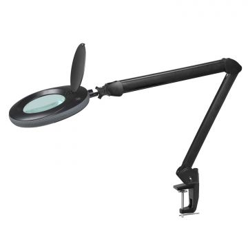Lumeno #7218 - Lampe-loupe - LED - 3x (8dpt) - Ø127mm - Noire - pince de table