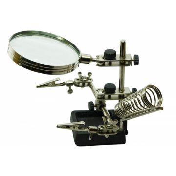 Loupe 2x, 90mm avec "troisième main" & support fer à souder
