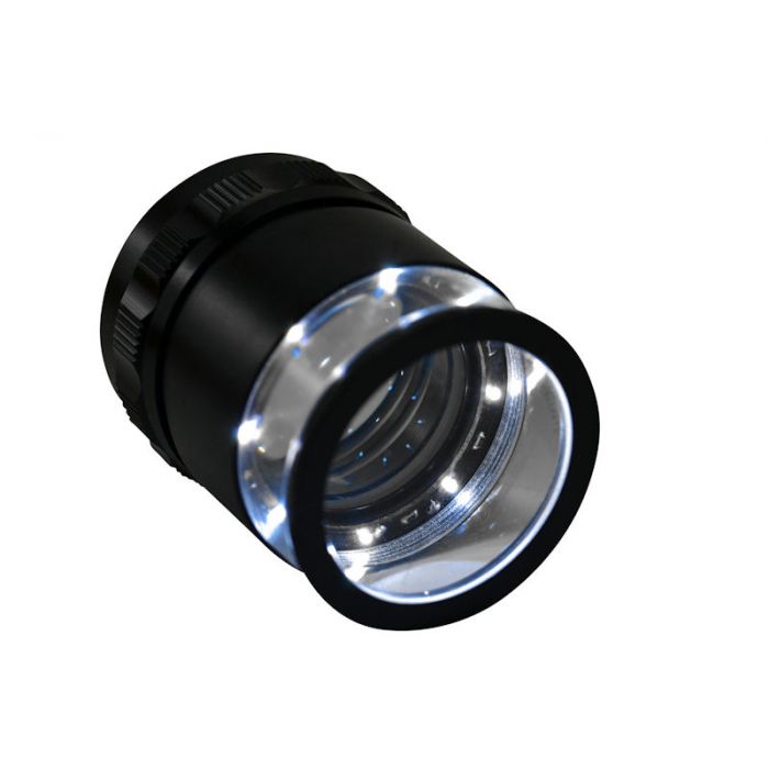 Loupe de mesure et de contrôle, focalisable, 10x, avec anneau LED
